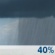 This Afternoon: A 40 percent chance of showers and thunderstorms.  Mostly cloudy, with a steady temperature around 52. East southeast wind around 10 mph, with gusts as high as 16 mph. 